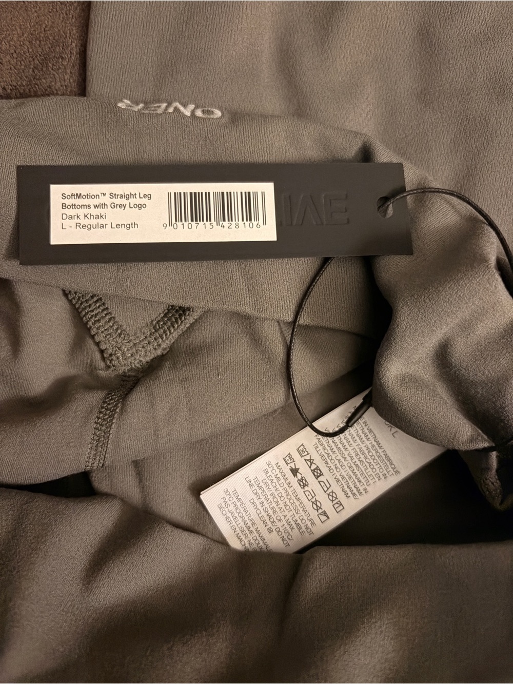Oner Active Dark Khaki Leggings with Grey Logo